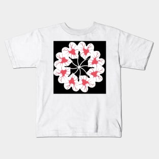 White and Red Kaleidoscope Caladium Leaves Kids T-Shirt